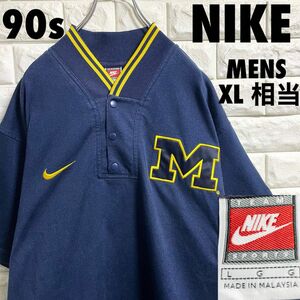 90s NIKE ナイキ 銀タグ　ミシガン大学ロゴ　ポロシャツ　XLサイズ相当