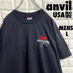 90s anvil ガンシューティングプリント　半袖Tシャツ　USA製　Lサイズ