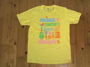 ●【ミワ コンサーツアー2013】『miwa concert tour 2013 Delight ディライト』プリント 半袖Tシャツ プリントスター製 l 黄 イエロー