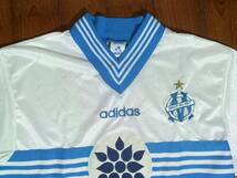 難有★イングランド製☆アディダス★マルセイユ☆Olympique de Marseille1996-97HOME JERSEY☆ドライTシャツ Vネック半袖T ユニフォーム M_画像2