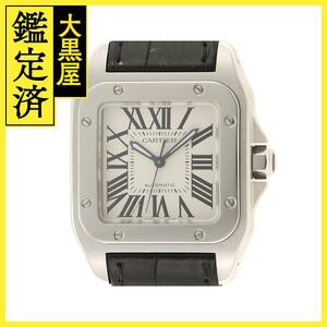 Cartier　カルティエ　サントス100MM　W20106X8　SS/革ベルト　オートマチック　ユニセックス　時計【200】C