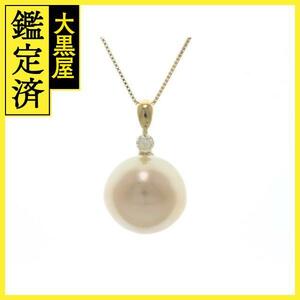 JEWELRY ノンブランド ジュエリー ネックレス K18 イエローゴールド パール ダイヤモンド 0.08カラット 4.1g【473】