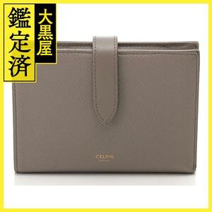 CELINE　セリーヌ　財布　ミディアムストラップウォレット　グレージュ　カーフ　2147300375310　【200】