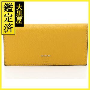 FENDI　フェンディ　財布　セレリアZIP長財布　イエロー　レザー　2143300194982　【437】