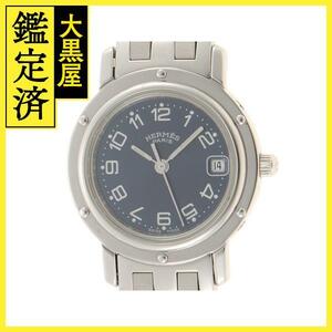 HERMES エルメス 腕時計 クリッパー CL4.210 ブルー文字盤 ステンレススチール クォーツ【472】SJ