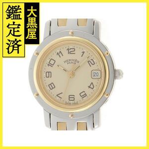 Hermes Hermes Ladies Clock Clipper Quartz GP/SS Ivory Dial CL4.220 [434]