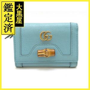 GUCCI　グッチ　財布　バンブー　ダイアナコンパクトウォレット　ライトブルー　カーフ　658633【430】2148103632693