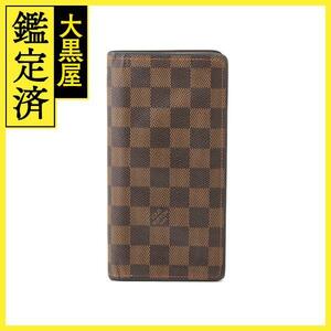 LOUIS VUITTON　ルイヴィトン　ポルトフォイユ・ブラザ　ダミエ・エベヌ/ブルー　長財布　N63168　2143000561600　【205】