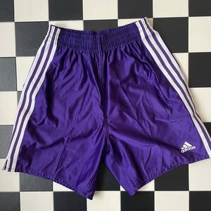 adidas　アディダス　サッカー　光沢サッカーパンツ　サイズM　Y0136　紫ｘ白