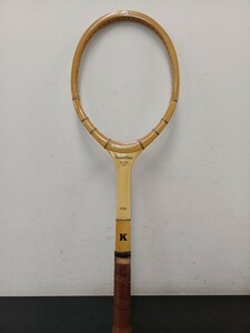 錬C★428 長期保管品 KAWASAKI カワサキ Grand Slam H-NO.153 木製 昭和レトロ テニスラケット ヴィンテージ 希少 フレームのみ 