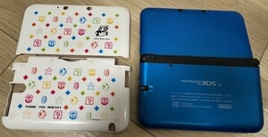 任天堂　Nintendo　ニンテンドー3DS LL ブルー×ブラック　マリオカバー付　動作確認済　初期化済　タッチペン無　アダプタ無　中古品