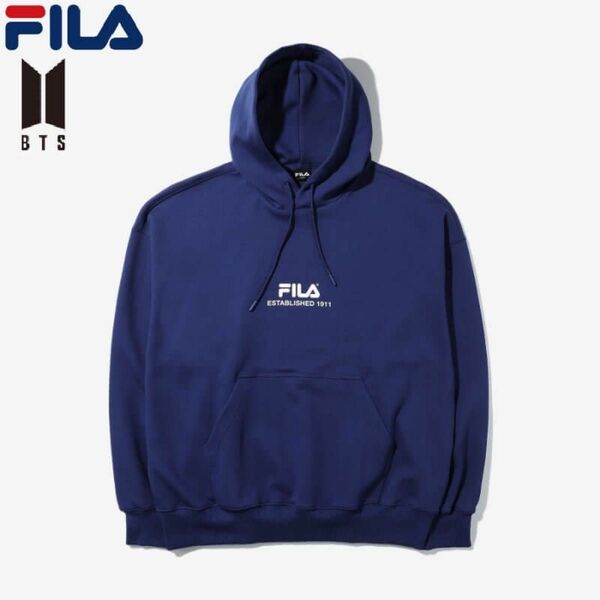 新品 BTS 着用モデル FILA フィラ 長袖 パーカー スウェット スウェット グッズ ジョングク NV ネイビー