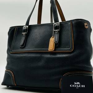 1円～【入手困難品】定価10万円 コーチ COACH トートバッグ ビジネスバッグ ブリーフケース 2way レザー メンズ レディース ブラック 黒