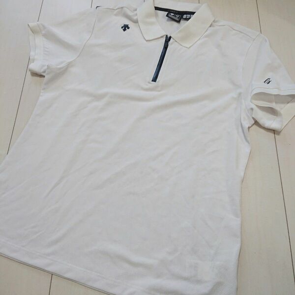 デサントゴルフ メンズ 紳士 XL DESCENTE GOLF ゴルフシャツ 半袖ニットシャツ DGM1636S ブライトホワイト