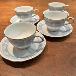 Noritake カップ ソーサー　レースウッドゴールド　日本製　4客セット