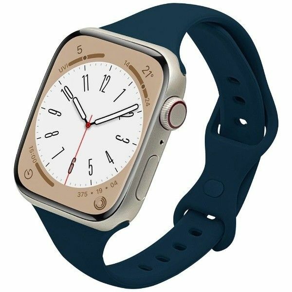 Apple Watch バンド 49mm/45mm/44mm/42mm シリコンスタンダードslim ネイビー 