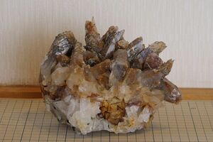 国産鉱物　鉱物標本　 クラスター　大分県　緒方町　尾平鉱山　まりも入り水晶