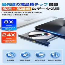 外付けDVDドライブ CD DVDドライブ 外付け USB 3.0&Type-Cデュアルポート 外付けCDドライブ 読み出し&書き込み Mac Windows7/8/10/11対応_画像2