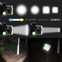 LED ヘッドライト 充電式 3モード点灯 電池残量ランプ搭載　防災特化型 防水仕様 リチウムイオン電池２本付き_画像6