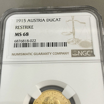 1915年 MS68 オーストリア フランツヨーゼフ1世 1ダカット金貨★1915 AUSTRIA DUCAT RESTRIKE アンティーク/ゴールド_画像4