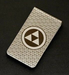 丸に三つ鱗(まるにみつうろこ) 家紋入り マネークリップ money clip 家紋グッズ 送料無料【オーダーメイド可】