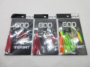 d41301-ty 【送料280円】未開封★計3個 GOD SPINNER BAIT (wt14g 1#)×2個、(wt14g 6#)×1個 ゴッドスピナーベイト ルアー [125-240307]