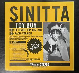 SINITTA / TOY BOY 国内プロモ盤新品12インチ