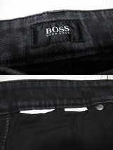 B0230:HUGO BOSS ストレッチ デニム ヒューゴボス ジーンズ パンツ ボトムス 黒 ブラックデニム メンズ 88cm ジーパン:5_画像8