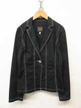 k6567：KRIZIA JEANS(クリツィア) テーラードジャケット 42/M コットンジャケット/薄ジャケ 黒ブラック/レディース：5_画像1