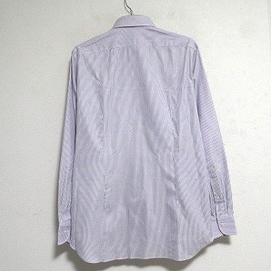 B0251:タグ付き 未使用品 Maker's Shirt 鎌倉 SLIM FIT シャツ 長袖シャツ 紫 ストライプシャツ 15 1/2 34 1/3 メンズ ビジネスシャツ:5の画像2