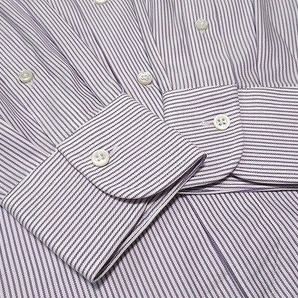 B0251:タグ付き 未使用品 Maker's Shirt 鎌倉 SLIM FIT シャツ 長袖シャツ 紫 ストライプシャツ 15 1/2 34 1/3 メンズ ビジネスシャツ:5の画像5