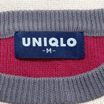 初期物レア◎【UNIQLO】オールド ユニクロ コットン ニット スウェット セーター トレーナー ベージュ×レッド メンズ サイズM/Y4922j_画像7