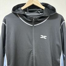 大きいサイズ◎状態良好◎【hoodie】フーディー パーカー ブラック 黒 ジップアップ スポーツ トレーニング メンズ サイズXL/Y5666 SS_画像4