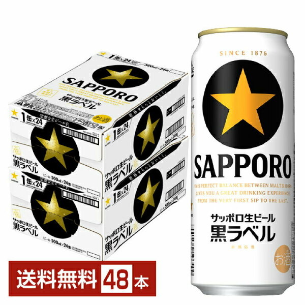 サッポロ 生ビール 黒ラベル 500ml×48本 2ケース【送料無料】