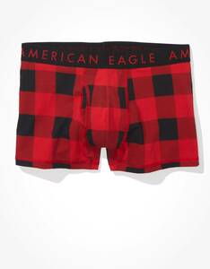 * AE アメリカンイーグル ボクサーブリーフ トランクス AEO Plaid 3" Classic Trunk Underwear Boxer Brief XXXL / Red *