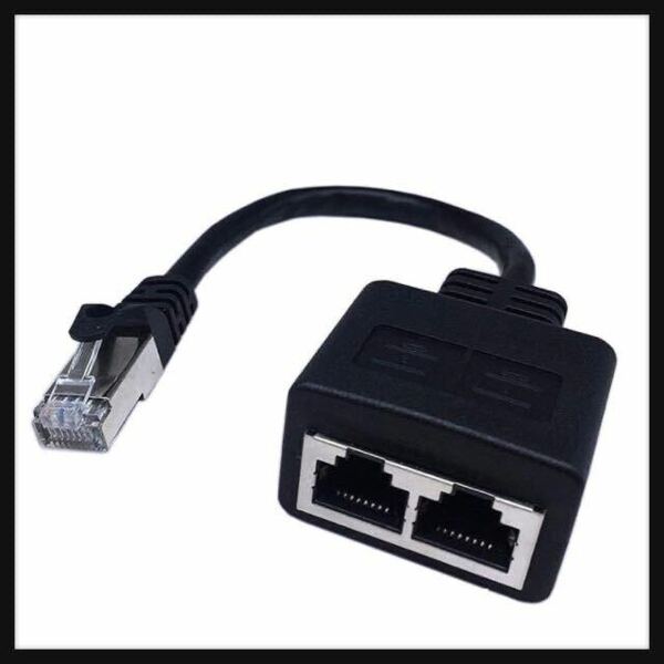 【開封のみ】CERRXIAN ★ RJ45 CAT6 1対2メスソケットポートLANイーサネットネットワークスプリッタカプラアダプタケーブル（20CM）