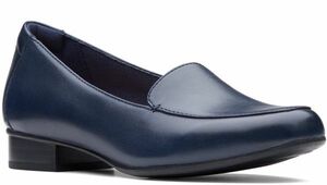 Clarks 23.5cm E Flat темно-синий голубой кожа кожа каблук балет спортивные туфли туфли без застежки спортивные туфли сандалии туфли-лодочки 990