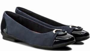 Clarks 25cm Flat navy n back leather leather pa tent enamel ballet sneakers slip-on shoes sneakers sandals pumps 989