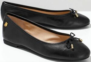 Lauren Ralph Lauren Ralph Lauren 24cm black Gold Flat Loafer leather driving sneakers ballet RRR124