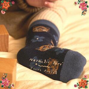 【ナタリー・レテ】 ベビー・ソックス ハロー・キャット 12-15cm 縞猫の赤ちゃん用靴下 Nathalie Lete キッチュ フランスの画像2