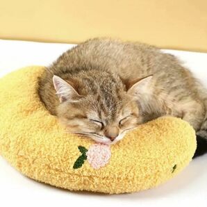 猫 枕 クッション あごのせ ベッド やわらか リラックス ねこ 黄色