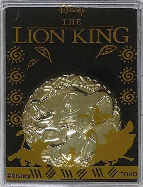 ライオンキングメダル映画グッズ東宝映画メダル黄金に輝くシンバのメダルですキラキラ箔押しケース付き