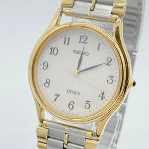 【1円スタート】稼働品 SEIKO DOLCE セイコードルチェ 8J41-6100 白文字盤 ラウンド クオーツ メンズ腕時計