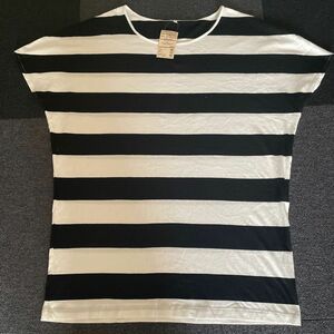 無印良品　コットンモダール　ドルマンスリーブチュニック　Tシャツ　ボーダー　L