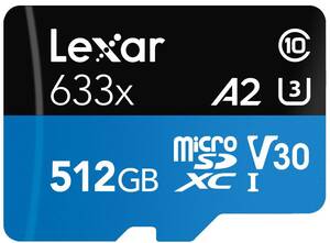 新品 １円～!! Lexar 633x microSDXC 512GB レキサー マイクロ SD SDカードアダプター付