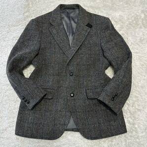 1円 Harris Tweed ハリスツイード テーラードジャケット メンズジャケット ウール チェック柄 くるみボタン 2B グレー 系 M相当の画像2