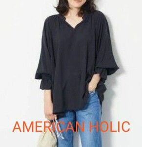 AMERICAN HOLIC アメリカンホリックバックボタンラグランブラウス