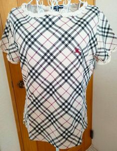 BURBERRY　LONDON　 半袖 カットソー　Tシャツ　バーバリー チェック　フリル付シャツ　Lサイズ