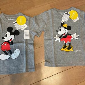 新品　110 グレー Tシャツ 半袖　ミッキー、ミニー ディズニー　2枚セット