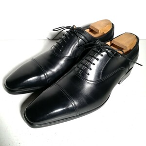 c0146 【数回着用程度・極美品】 ★サントーニ Santoni★ 7653 ストレートチップ 6 25.0cm程度 黒 ドレスシューズ ビジネス 革靴 紳士靴 